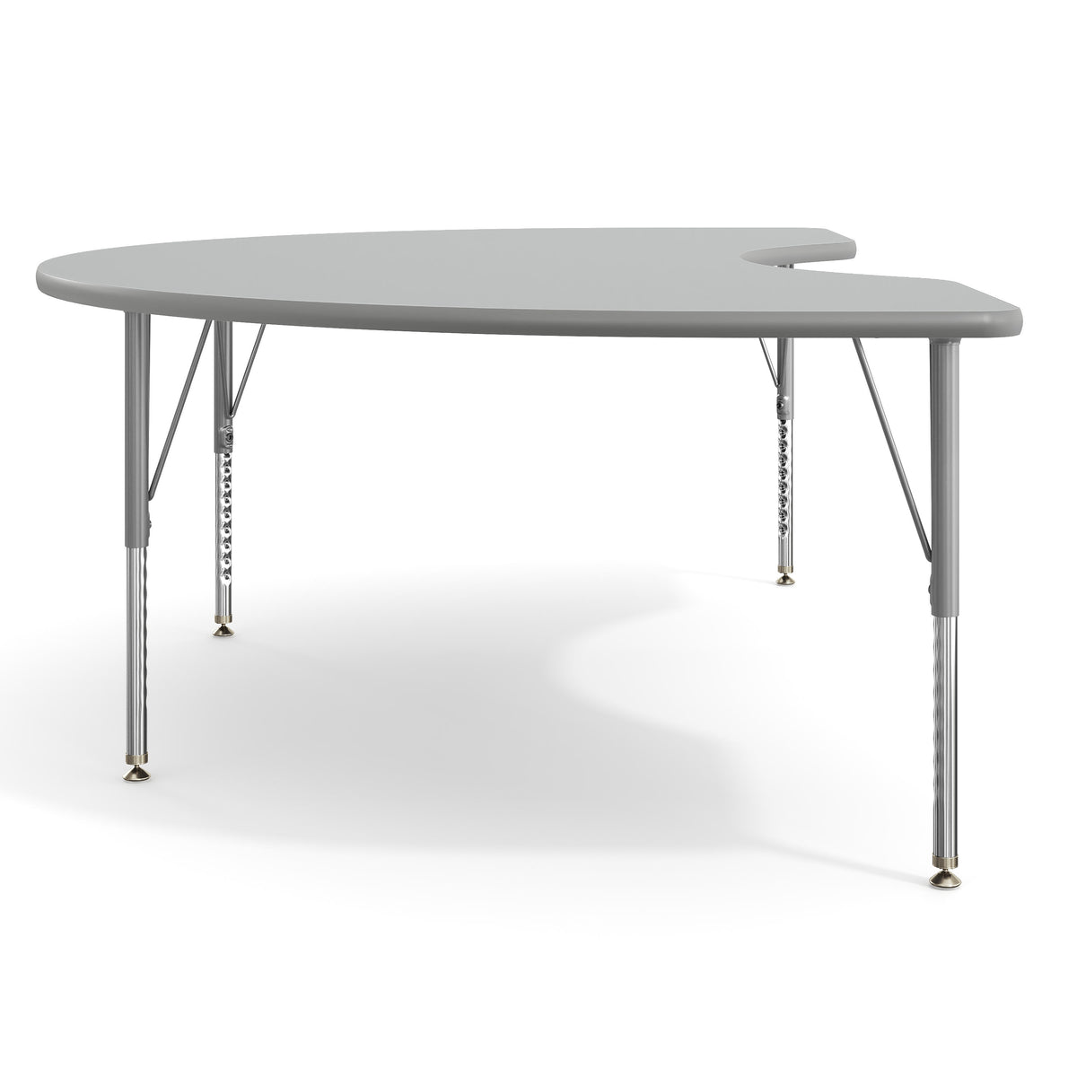 Gray Top/Silver Frame |#| Commercial Adjustable Height Kidney Activity Table with Short Legs in Gray