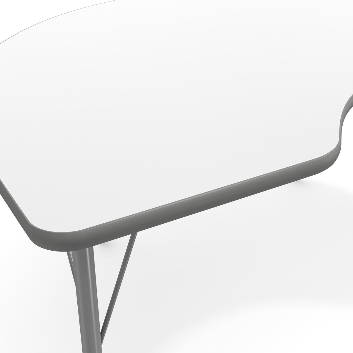 White Top/Silver Frame |#| Commercial Adjustable Height Kidney Activity Table with Locking Casters-White