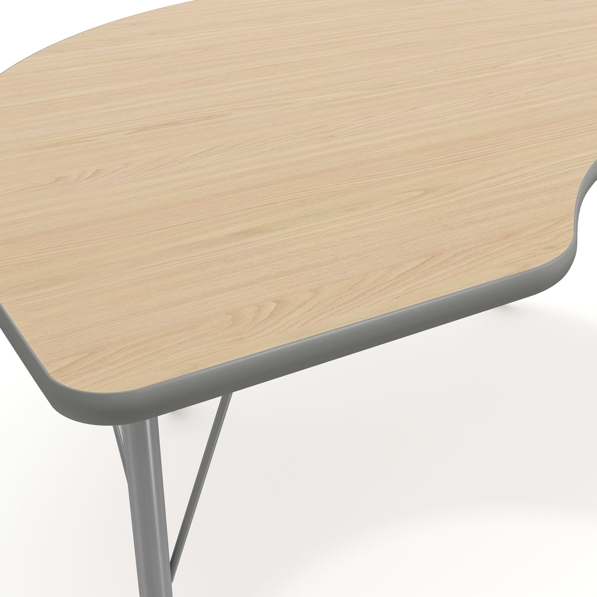 Light Natural Top/Silver Frame |#| Commercial Adjustable Height Kidney Activity Table with Locking Casters-LT NAT