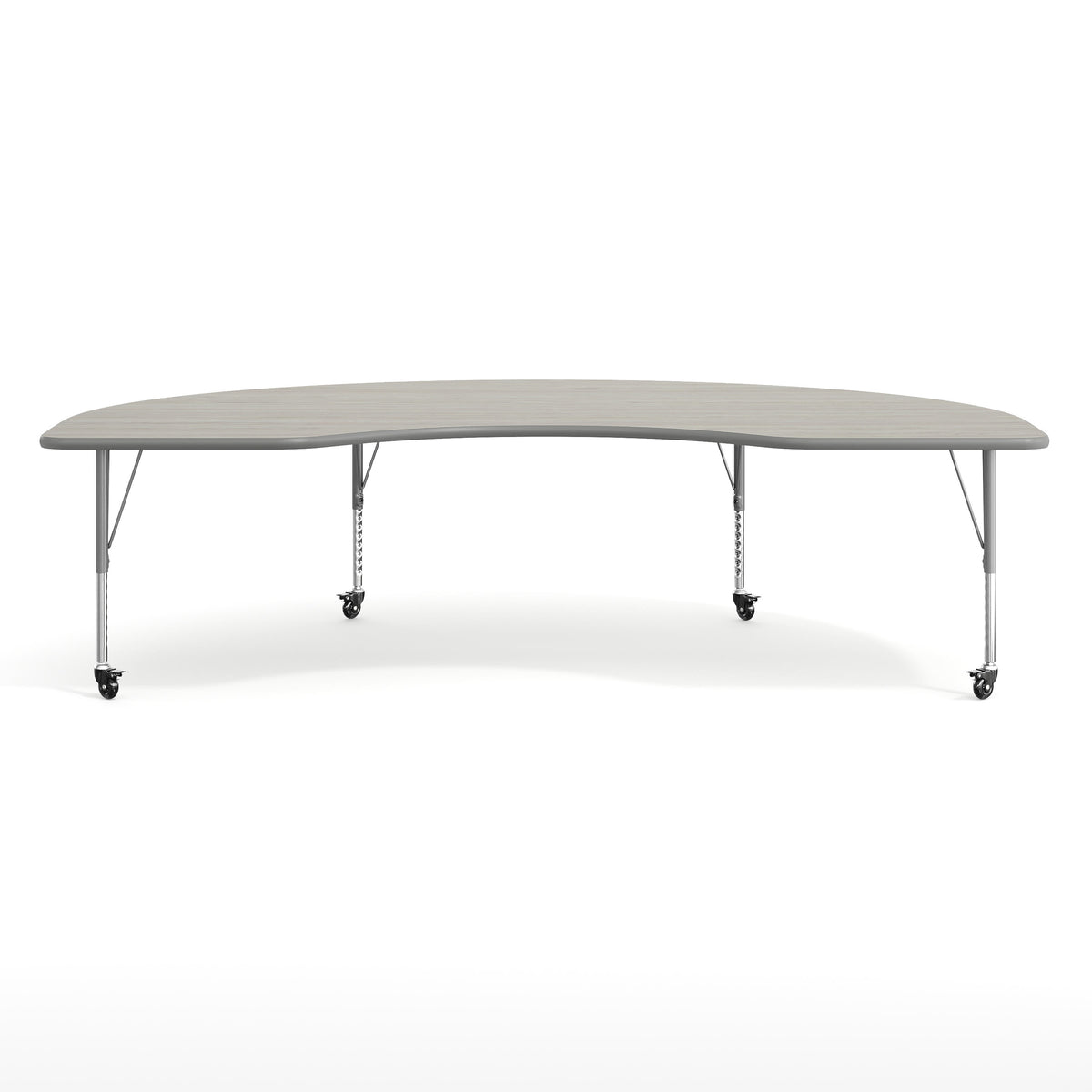 Light Gray Top/Silver Frame |#| Commercial Adjustable Height Kidney Activity Table with Locking Casters-LTGY