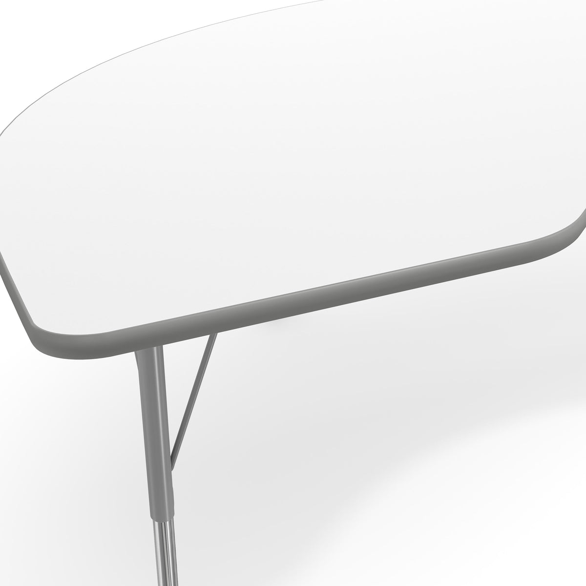 White Top/Silver Frame |#| Commercial Adjustable Height Kidney Activity Table with Locking Casters-White
