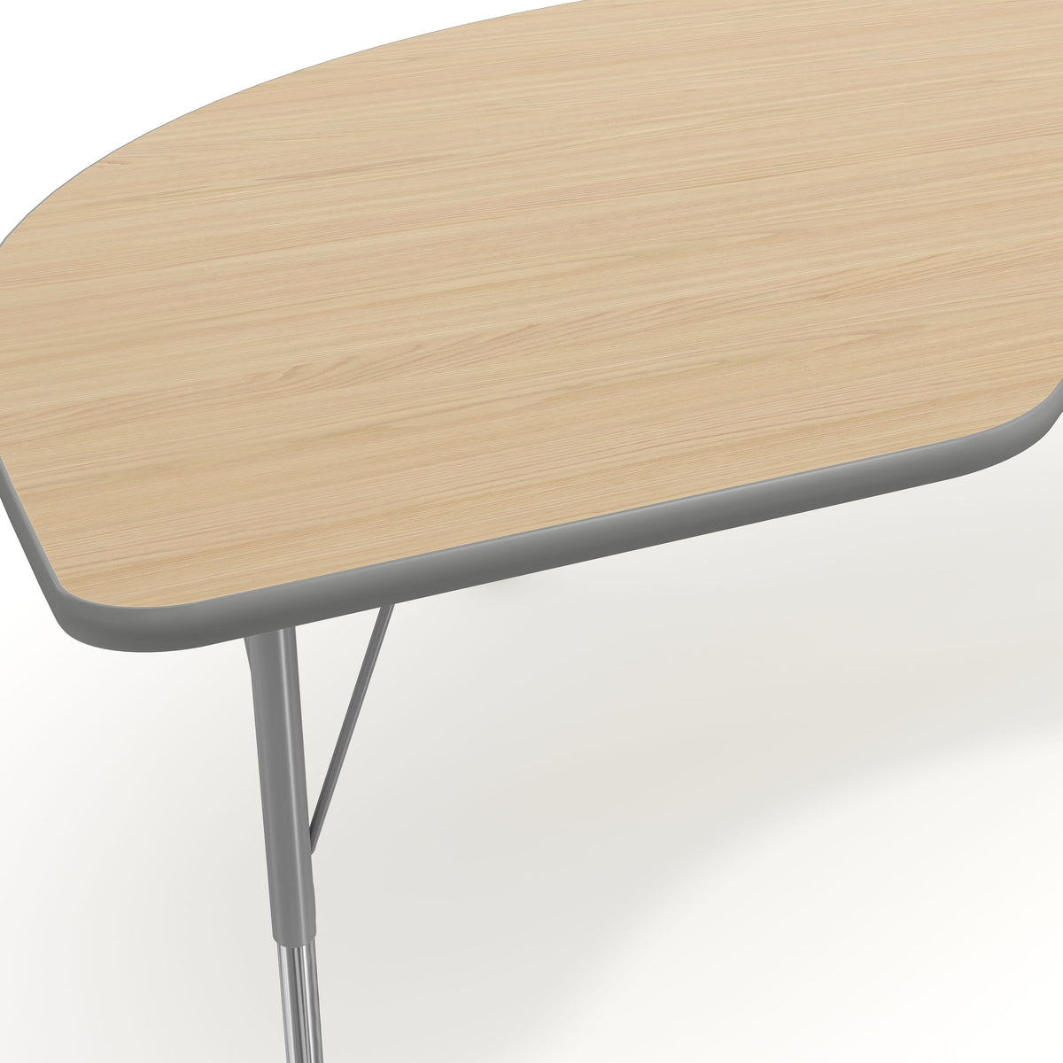 Light Natural Top/Silver Frame |#| Commercial Adjustable Height Kidney Activity Table with Locking Casters-LT NAT
