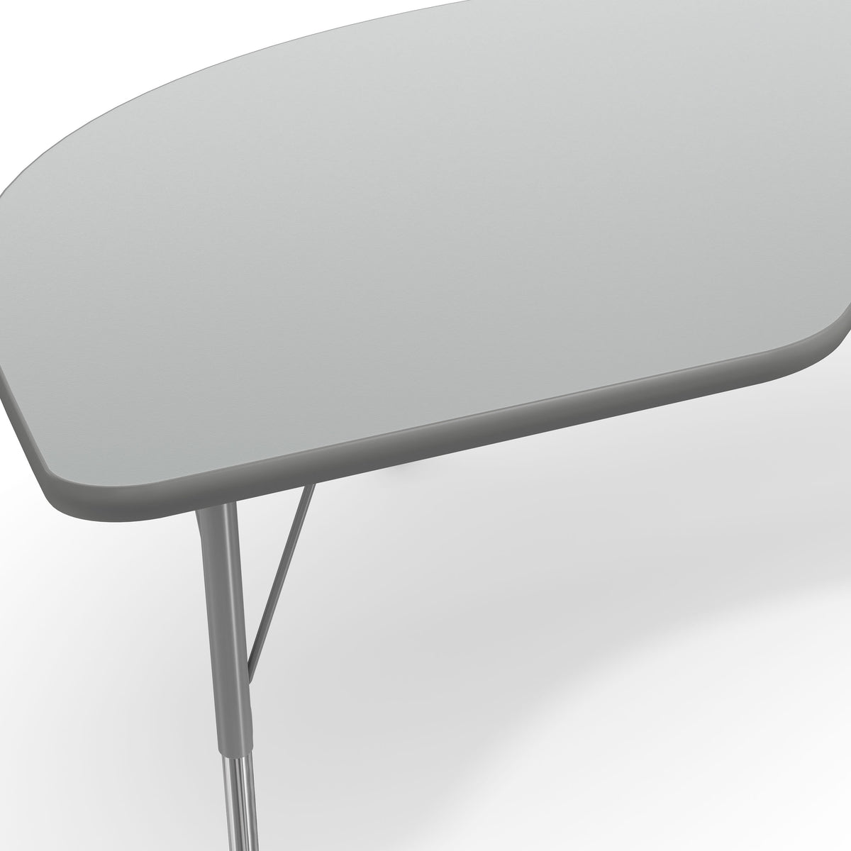 Gray Top/Silver Frame |#| Commercial Adjustable Height Kidney Activity Table with Locking Casters-Gray