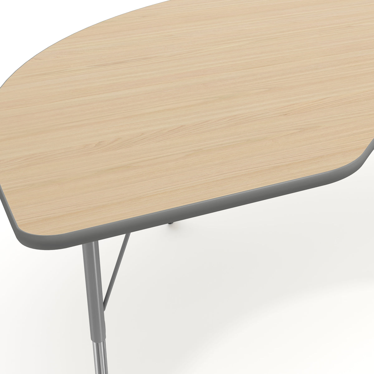 Light Natural Top/Silver Frame |#| Commercial Adjustable Height Kidney Activity Table with Locking Casters-LT NAT