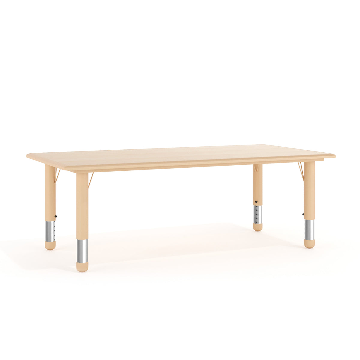 Natural |#| 23.625"W x 47.25"L Natural Plastic Adjustable Activity Table-School Table for 6