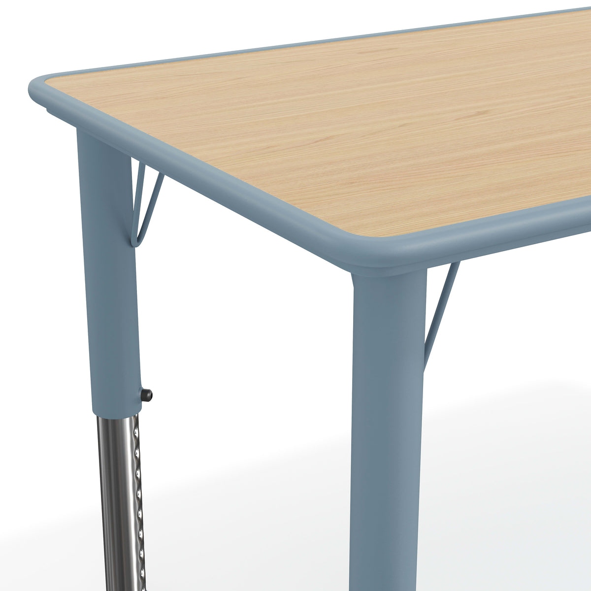 Natural Woodgrain/Dusty Blue |#| Plastic Adjustable Height Classroom Activity Table-Natural/Dusty BL, 47.25x23.5