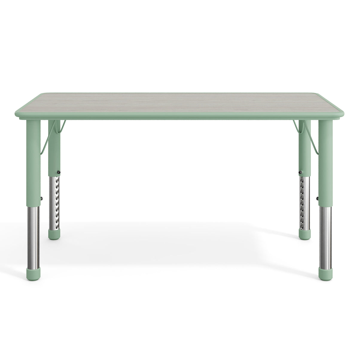 Light Gray Woodgrain/Sage |#| Plastic Adjustable Height Classroom Activity Table-Light Gray/Sage, 47.25x23.5