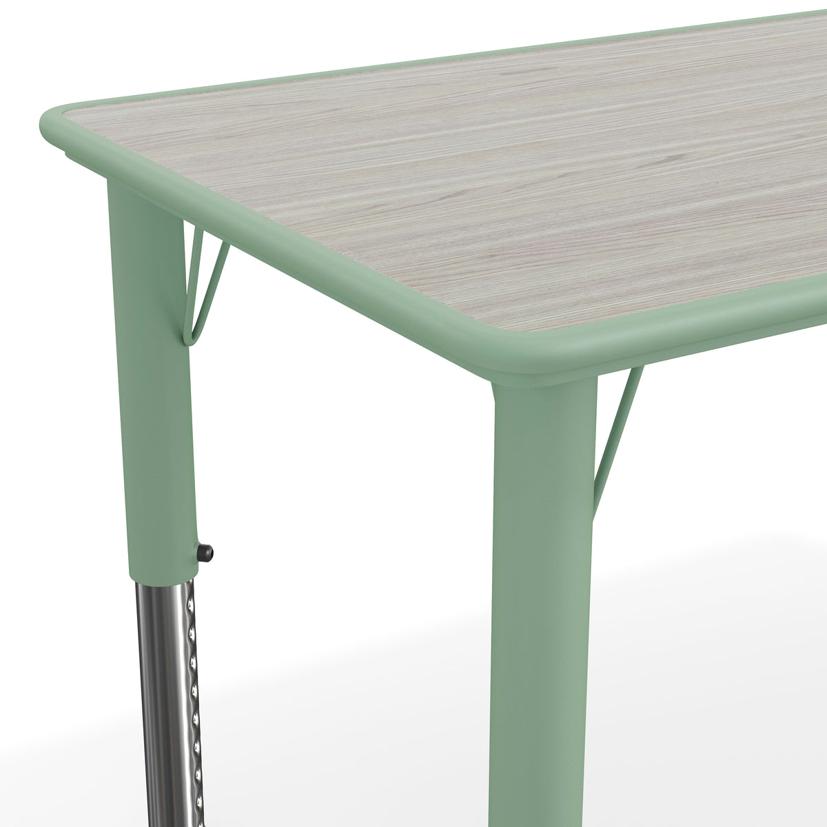 Light Gray Woodgrain/Sage |#| Plastic Adjustable Height Classroom Activity Table-Light Gray/Sage, 47.25x23.5