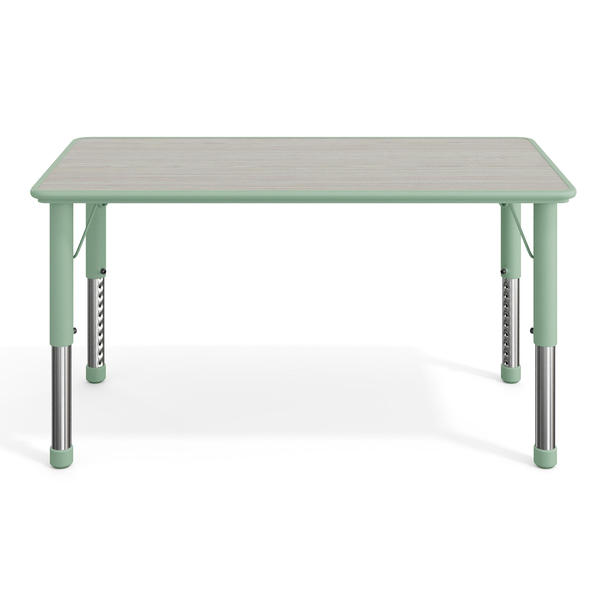 Light Gray Woodgrain/Sage |#| Plastic Adjustable Height Classroom Activity Table-Light Gray/Sage, 47.25x23.5