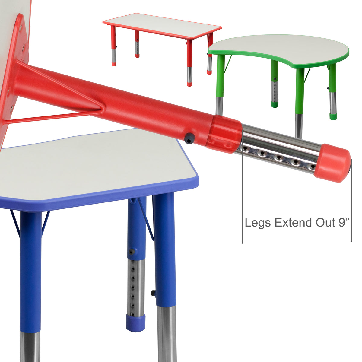 Blue |#| 23.625"W x 47.25"L Rectangular Blue Plastic Activity Table with Grey Top