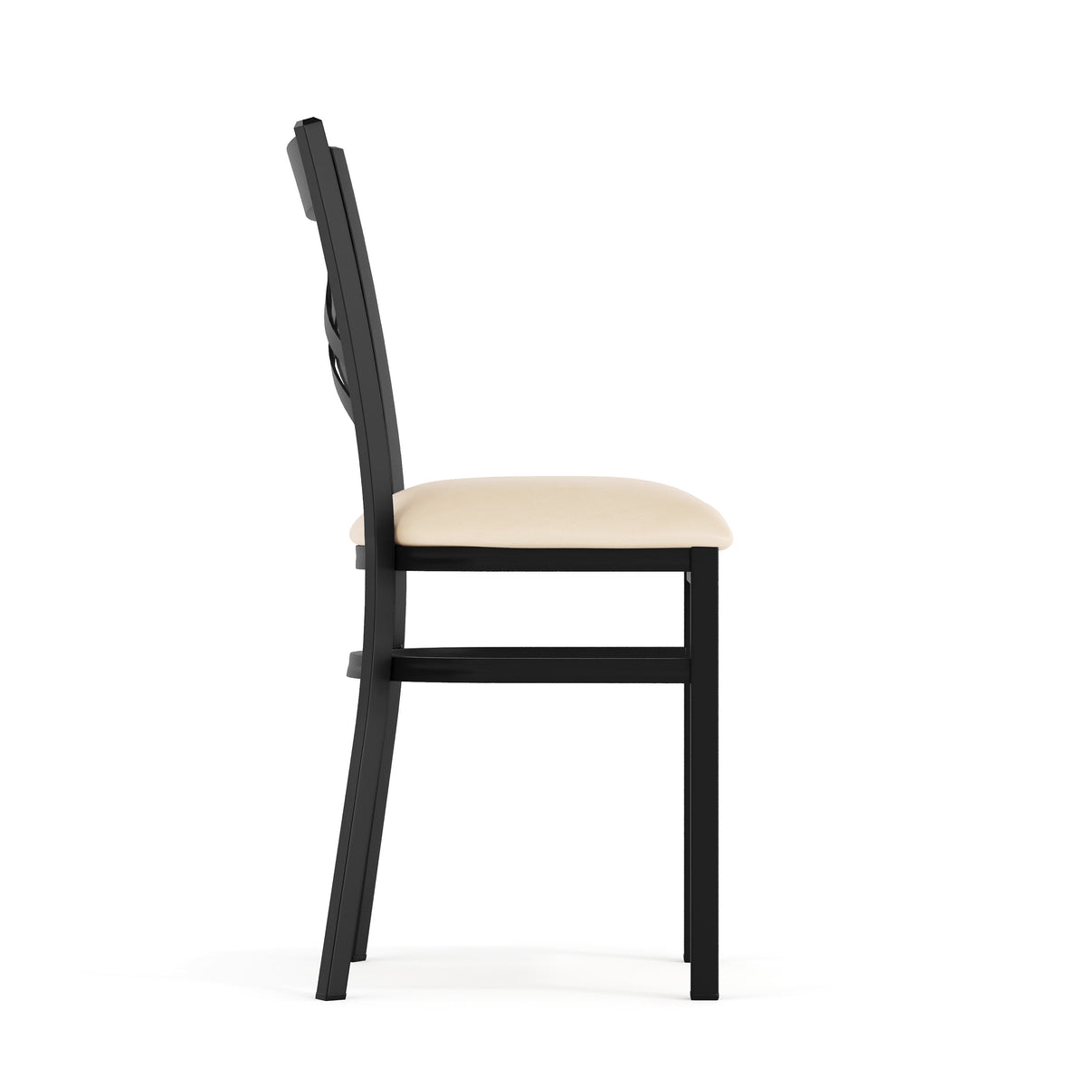 Tan Vinyl Seat/Black Metal Frame |#| Commercial Black X-Back Metal Restaurant Chair with Tan Vinyl Seat
