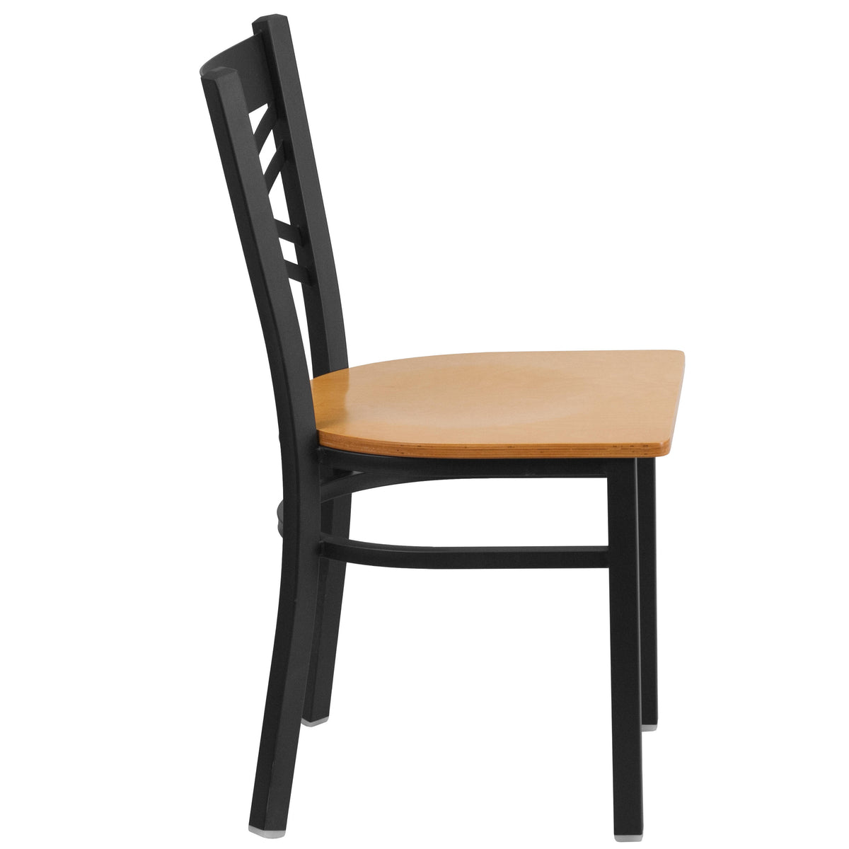 Natural Wood Seat/Black Metal Frame |#| Black "X" Back Metal Restaurant Chair - Natural Wood Seat
