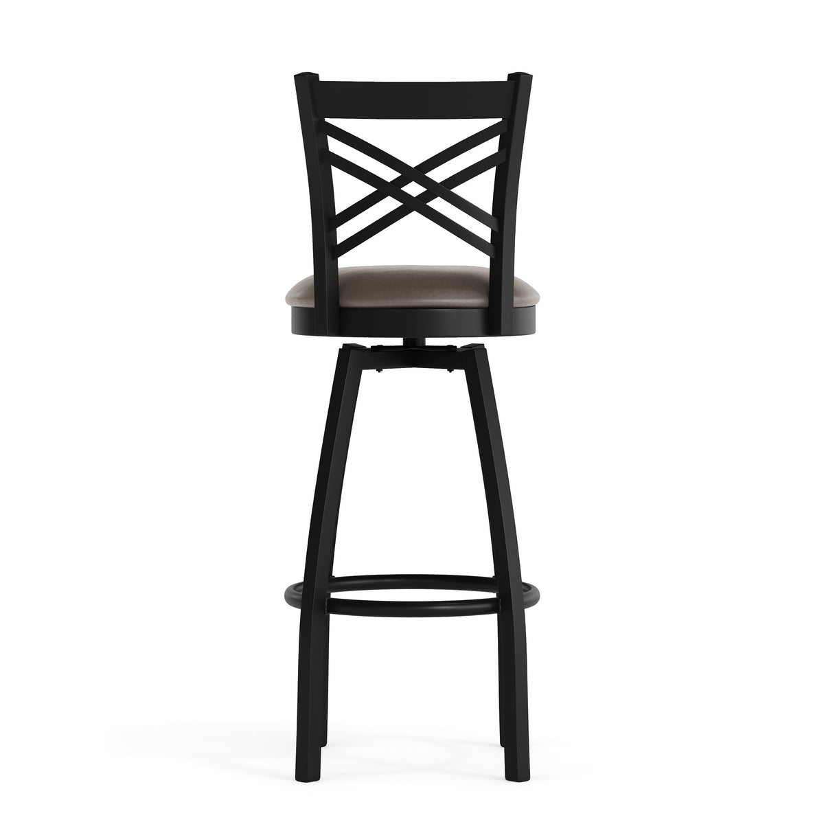 Mocha Vinyl Seat/Black Metal Frame |#| Commercial Black X-Back Swivel Metal Barstool with Mocha Vinyl Seat