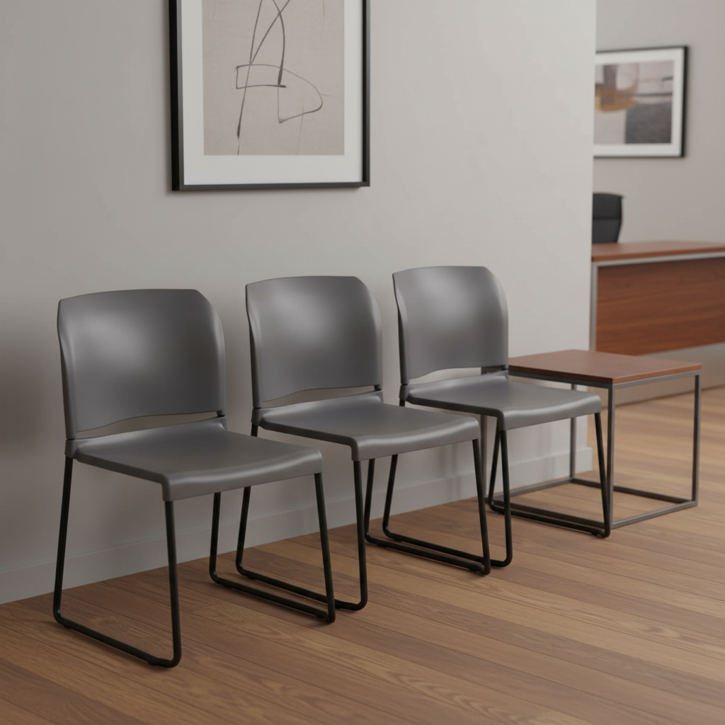 Doctor's office waiting room with stack chairs